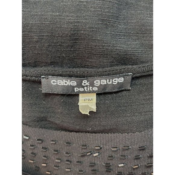 Cable & Gauge Women's Short Sleeve Embellished Top in Black - Size PM - Picture 4 of 6